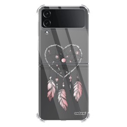 Coque Coque Samsung Galaxy Z Flip 4 Silicone antichocs Solides coins renforcés Protection Housse transparente Attrape coeur Evetane