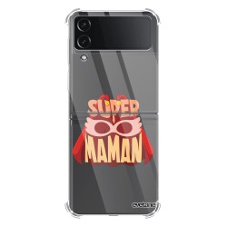 Coque Coque Samsung Galaxy Z Flip 4 Silicone antichocs Solides coins renforcés Protection Housse transparente Super Maman Evetane