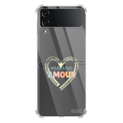 Coque Coque Samsung Galaxy Z Flip 4 Silicone antichocs Solides coins renforcés Protection Housse transparente Maman d'amour Evetane
