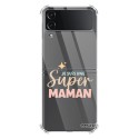Coque Coque Samsung Galaxy Z Flip 4 Silicone antichocs Solides coins renforcés Protection Housse transparente Je suis une super Maman Evetane