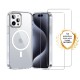 Coque iPhone 15 Pro Max Transparente Compatible Magsafe + 2 Vitres Protection Ecran