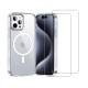 Coque iPhone 15 Pro Max Transparente Compatible Magsafe + 2 Vitres Protection Ecran