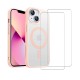 Coque iPhone 13 Transparente Compatible Magsafe Contour Rose + 2 Vitres Protection ecran