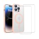 Coque iPhone 14 Pro Transparente Compatible Magsafe Contour Rose + 2 Vitres Protection ecran