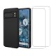 Coque Google Pixel 8 Pro Silicone liquide Noire + 2 Vitres en Verre trempé Protection écran Antichocs