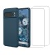 Coque Google Pixel 8 Pro Silicone liquide Bleue + 2 Vitres en Verre trempé Protection écran Antichocs