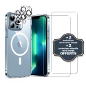 Coque iPhone 13 Pro Max Antichoc compatible Magsafe + 2 Protections écran et 2 protections Objectif Caméra