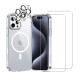 Coque iPhone 15 Pro Max Antichoc compatible Magsafe + 2 Protections écran et 2 protections Objectif Caméra