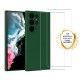 Coque Samsung Galaxy S22 Ultra Silicone liquide Vert Foret + 2 Vitres en Verre trempé Protection écran Antichocs