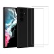 Coque Samsung Galaxy S22 Ultra Silicone liquide Noire + 2 Vitres en Verre trempé Protection écran Antichocs
