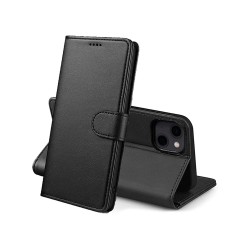 Etui iPhone 13 Noir, Protection Portefeuille Livre Emplacement cartes, support dépliant, Languette Magnétique