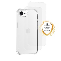 Coque iPhone 16e Antichoc Silicone bords renforcés + 2 Vitres en verre trempé Protection écran