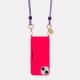 Coque iPhone 14 Plus  soft touch avec anneaux en silicone Fushia