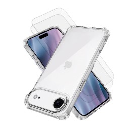 Coque iPhone 17 Air Antichoc Silicone bords renforcés + 2 Vitres en verre trempé Protection écran