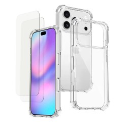 Coque iPhone 17 Pro Antichoc Silicone bords renforcés + 2 Vitres en verre trempé Protection écran