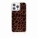 Coque iPhone 14 Pro avec anneau glossy transparente Leopard terracotta et noir Design La Coque Francaise.