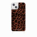 Coque iPhone 13 avec anneau glossy transparente Leopard terracotta et noir Design La Coque Francaise.