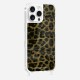 Coque iPhone 16 Pro Max avec anneau glossy transparente Leopard kaki et noir Design La Coque Francaise.