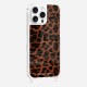 Coque iPhone 16 Pro Max avec anneau glossy transparente Leopard terracotta et noir Design La Coque Francaise.