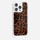 Coque iPhone 16 Pro avec anneau glossy transparente Leopard terracotta et noir Design La Coque Francaise.