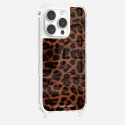 Coque iPhone 16 Pro avec anneau glossy transparente Leopard terracotta et noir Design La Coque Francaise.