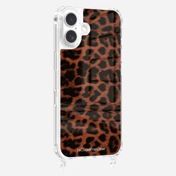 Coque iPhone 16 transparente Leopard terracotta et noir Design La Coque Francaise.