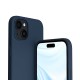 Coque iPhone 15+  Silicone liquide Bleu + 2 Vitres en Verre trempé Protection écran Antichocs