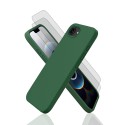 Coque iPhone 16e  Silicone liquide Vert Foret + 2 Vitres en Verre trempé Protection écran Antichocs