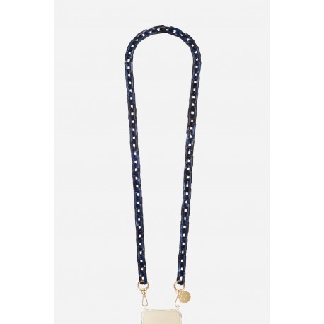 Cha&icirc;ne bijoux Emmy avec mousquetons dor&eacute;s de 120 cm en r&eacute;sine ultra r&eacute;sistante coloris bleu