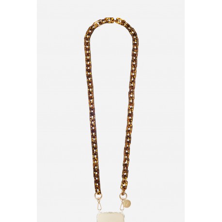 Cha&icirc;ne bijoux Emmy avec mousquetons dor&eacute;s de 120 cm en r&eacute;sine ultra r&eacute;sistante &eacute;caille