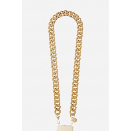 Cha&icirc;ne bijoux Alice avec mousquetons dor&eacute;s de 120 cm en r&eacute;sine ultra r&eacute;sistante coloris beige mat