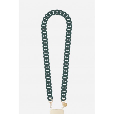 Cha&icirc;ne bijoux Alice avec mousquetons dor&eacute;s de 120 cm en r&eacute;sine ultra r&eacute;sistante coloris &eacute;meraude mat