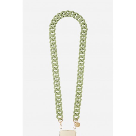 Cha&icirc;ne bijoux Alice avec mousquetons dor&eacute;s de 120 cm en r&eacute;sine ultra r&eacute;sistante coloris Vert Clair Mat
