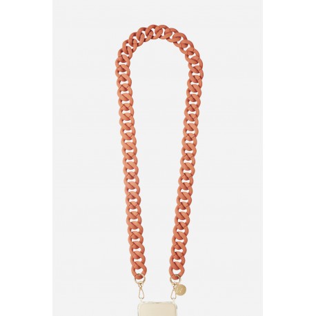 Cha&icirc;ne bijoux Alice avec mousquetons dor&eacute;s de 120 cm en r&eacute;sine ultra r&eacute;sistante coloris gris Brique Mat