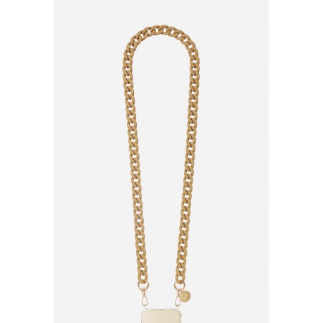 Cha&icirc;ne bijoux Sarah avec mousquetons dor&eacute;s de 120 cm en r&eacute;sine ultra r&eacute;sistante Beige Mat