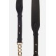 Lanière sangle réglable Lara en cuir avec mousquetons dorés  Noir