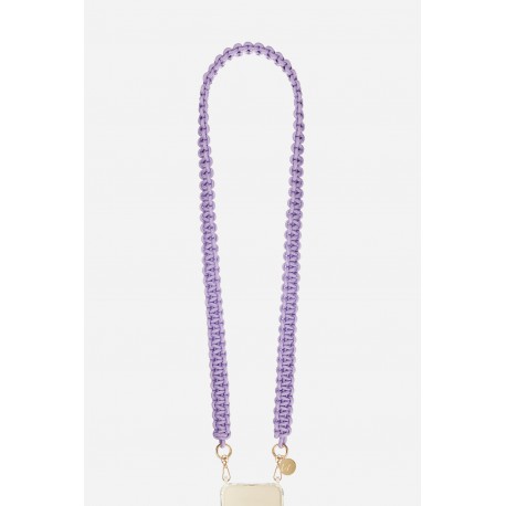 Lani&egrave;re Sangle James 120 cm violet en cordon tress&eacute; avec mousquetons dor&eacute;s 