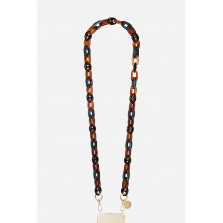 Cha&icirc;ne bijoux Lea avec mousquetons dor&eacute;s de 120 cm en r&eacute;sine ultra r&eacute;sistante Bleu