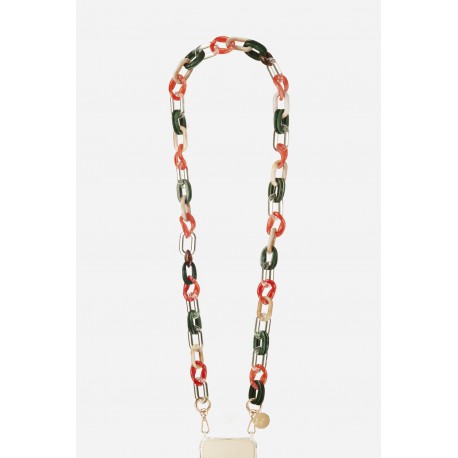 Cha&icirc;ne bijoux Lily avec mousquetons dor&eacute;s de 120 cm en r&eacute;sine ultra r&eacute;sistante Orange