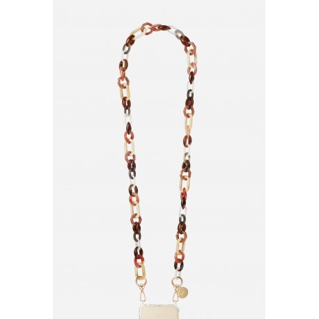 Cha&icirc;ne bijoux Rosa avec mousquetons dor&eacute;s de 120 cm en r&eacute;sine ultra r&eacute;sistante Rose