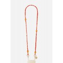 Chaîne bijou Della Bandana orange avec perles en bois oranges et mousquetons dorés