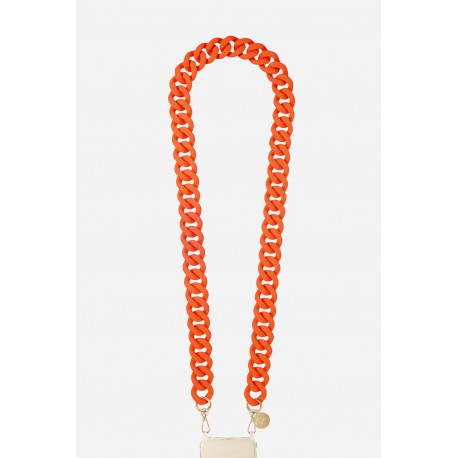 Cha&icirc;ne bijoux Alice avec mousquetons dor&eacute;s de 120 cm en r&eacute;sine Orange
