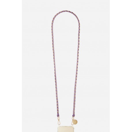 Cha&icirc;ne bijoux Lou avec mousquetons dor&eacute;s de 120 cm en m&eacute;tal ultra r&eacute;sistante Violet et Dor&eacute;