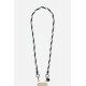 Chaîne bijou Joe 120 cm torsadée noir et strass et mousquetons argents