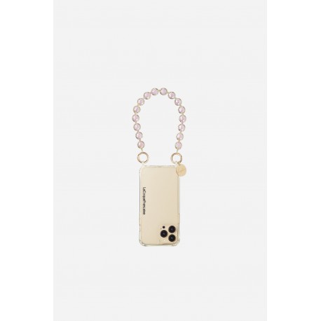 Bijoux de t&eacute;l&eacute;phone Jemma 30 cm perles violettes reflet holographiques avec mousquetons dor&eacute;s