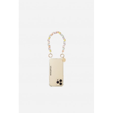 Bijoux de t&eacute;l&eacute;phone Chana 30 cm perles coeurs pastels avec mousquetons dor&eacute;s