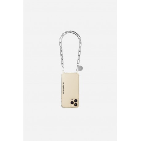 Bijoux de t&eacute;l&eacute;phones Billy avec mousquetons dor&eacute;s 40 cm cha&icirc;ne en metal argent