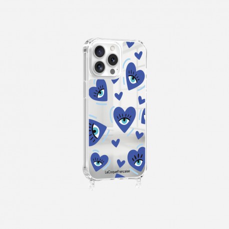 Coque iPhone 14 Pro Max avec anneau miroir miroir Yeux d'amour bleu Design La Coque Francaise.