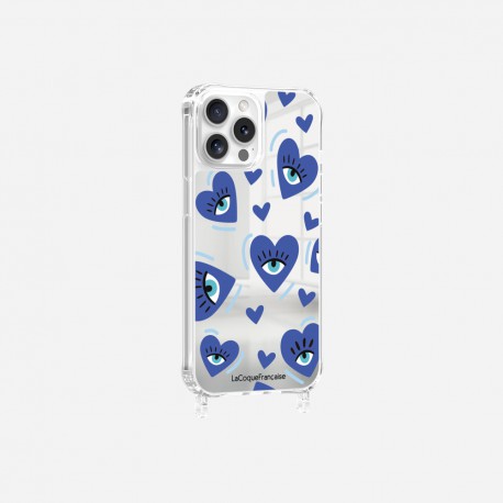 Coque iPhone 13 Pro Max
 avec anneau miroir Yeux d'amour bleu Design La Coque Francaise.