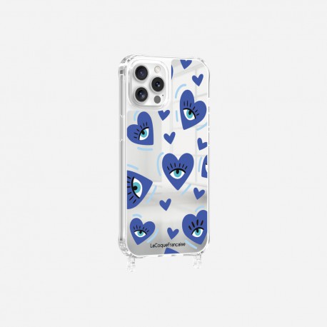 Coque iPhone 12 Pro Max avec anneau miroir Yeux d'amour bleu Design La Coque Francaise.